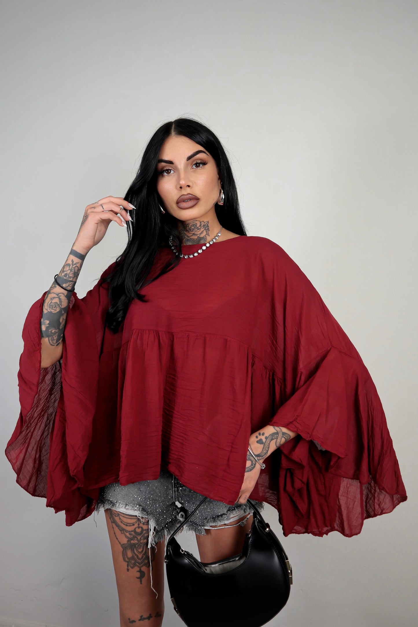 Blusa cotone Zahira - Bordeaux