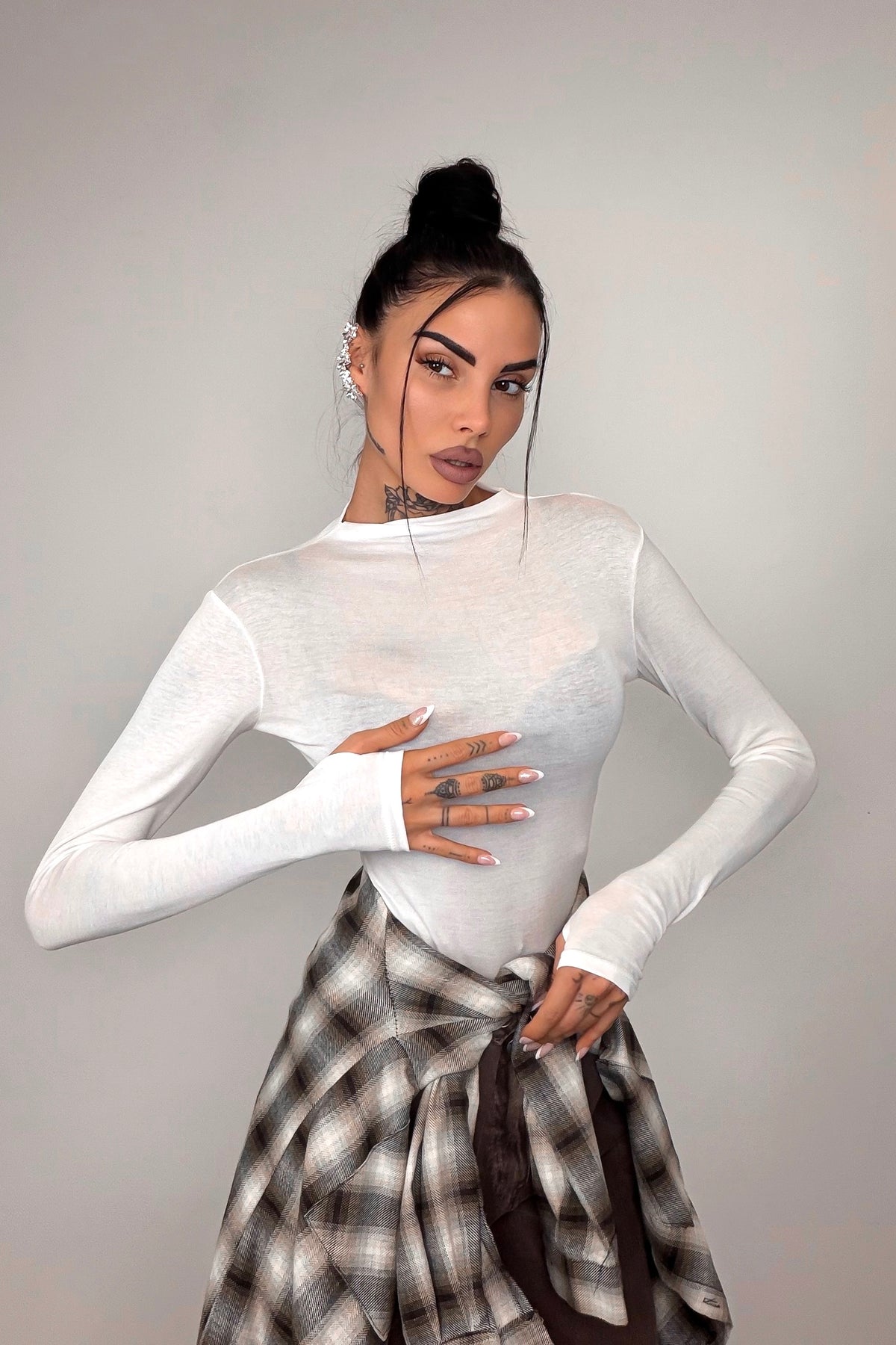 Body Velato Guantino - Bianco