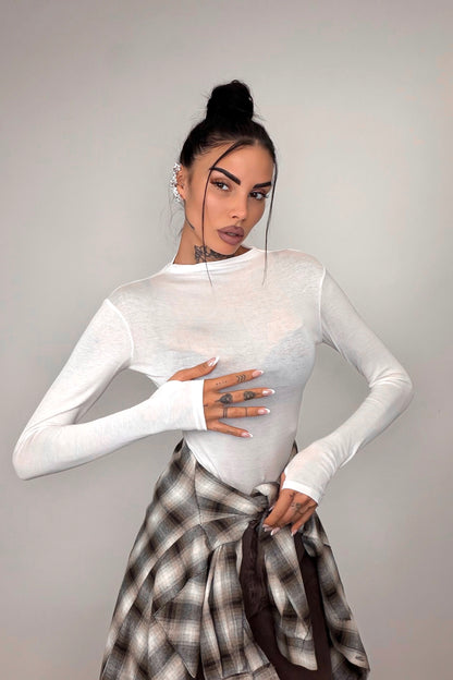Body Velato Guantino - Bianco