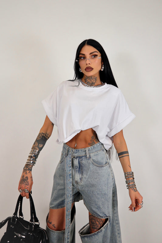 T-shirt crop Donut - Bianco