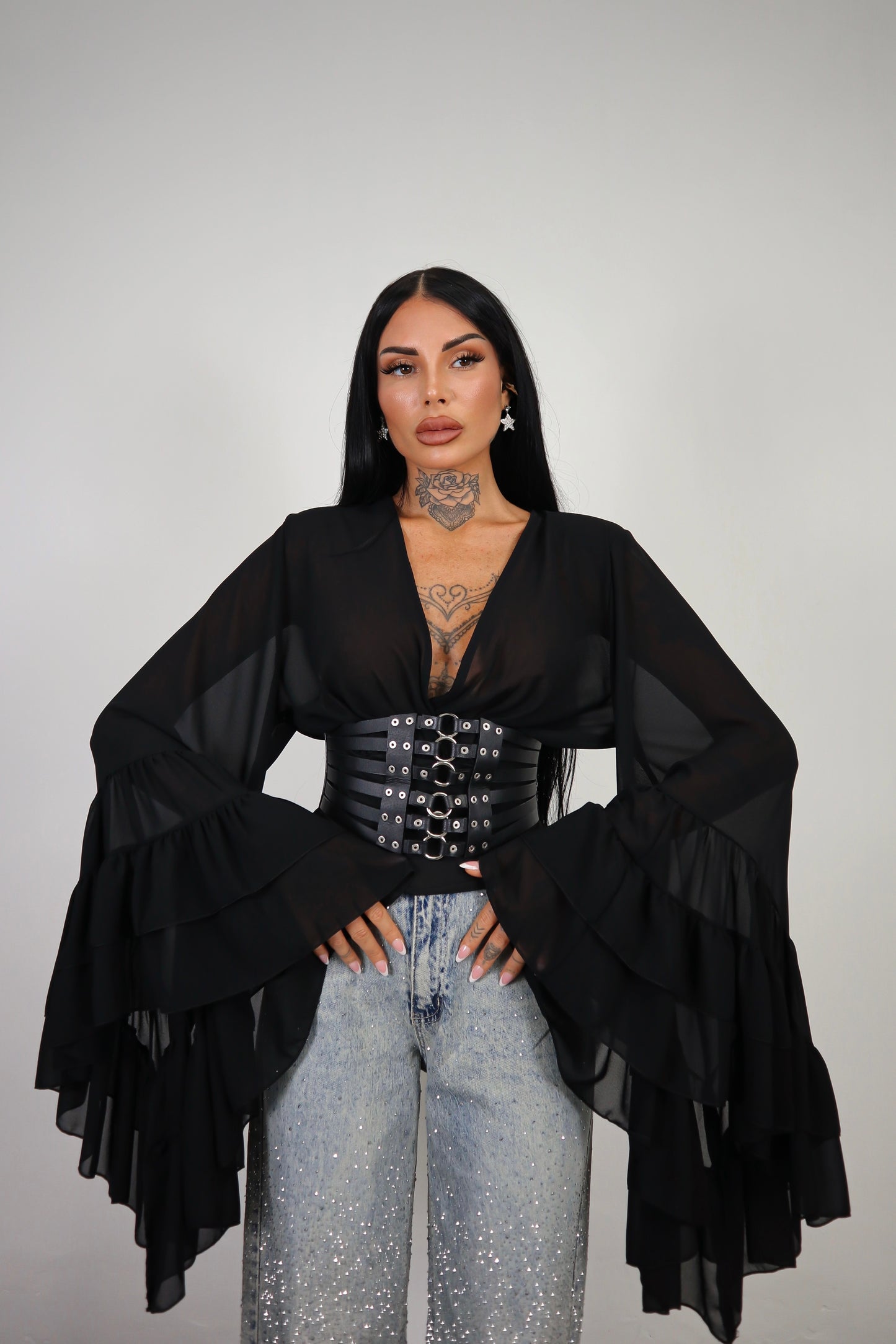 Blusa Morticia - Nero