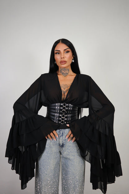 Blusa Morticia - Nero