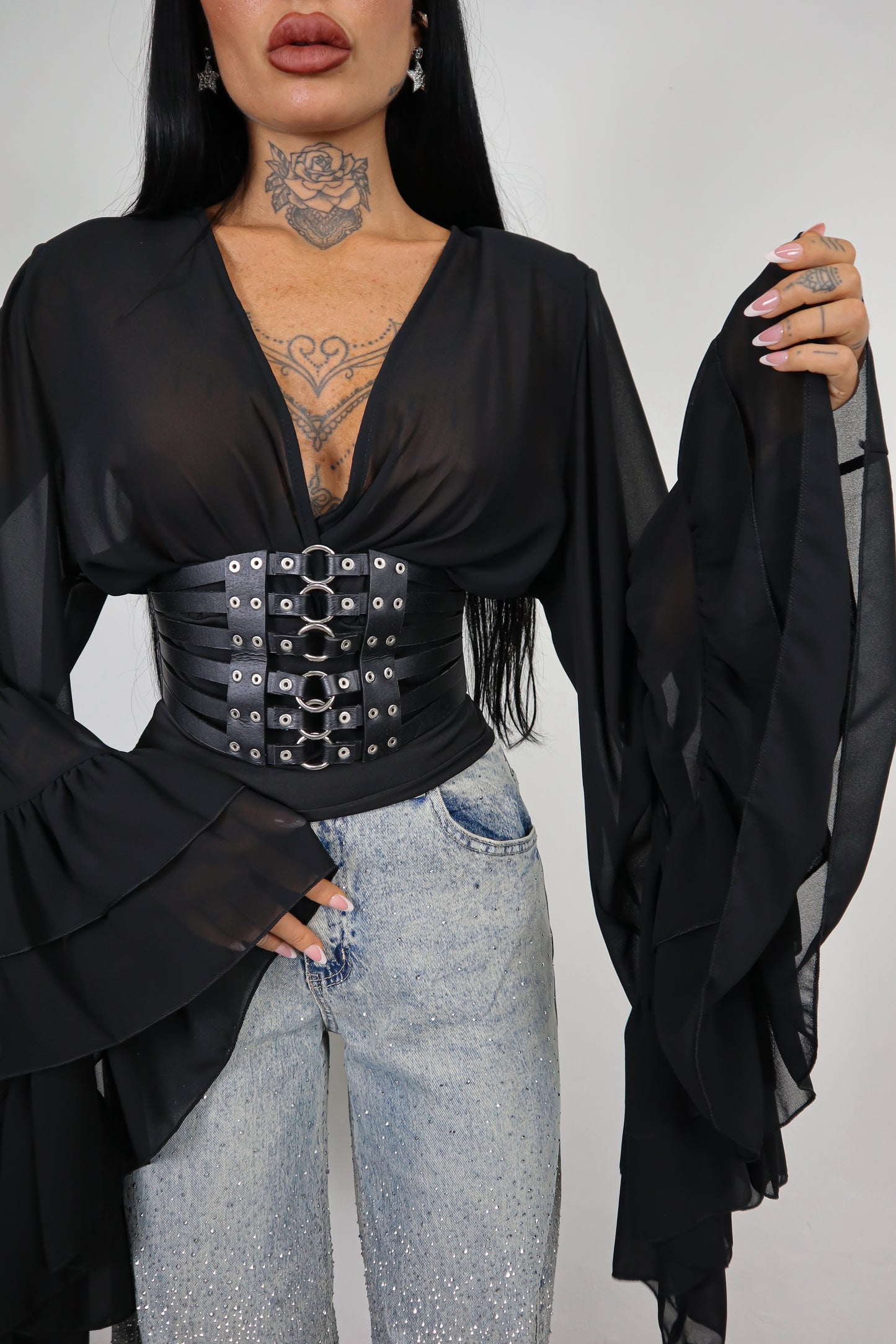 Blusa Morticia - Nero