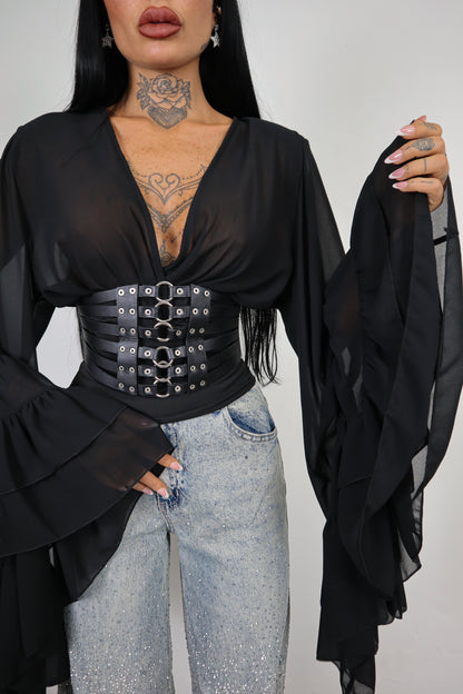 Blusa Morticia - Nero