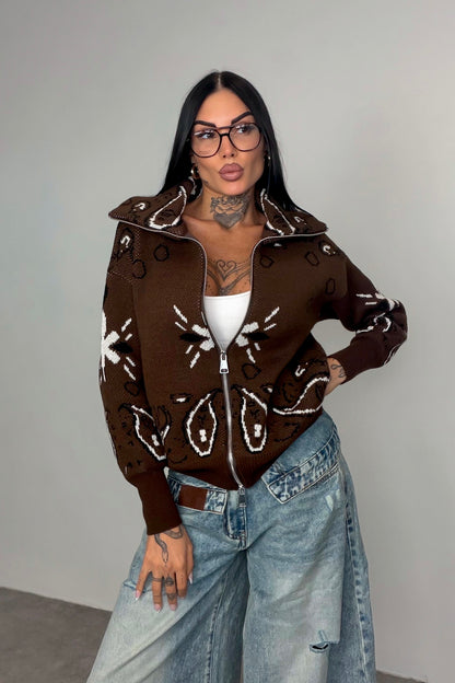 Cardigan Bandana - Marrone