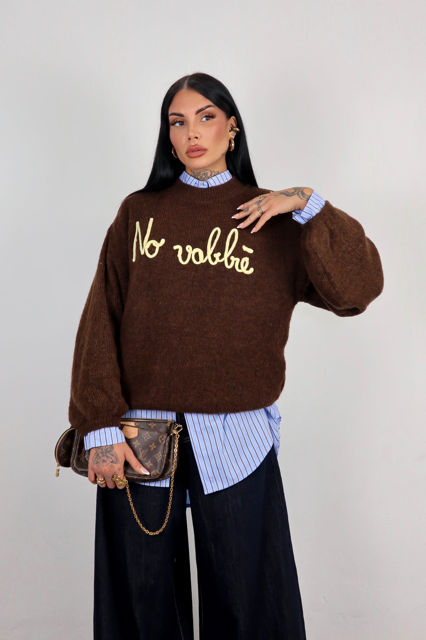 Maglione “No vabbè” - Marrone