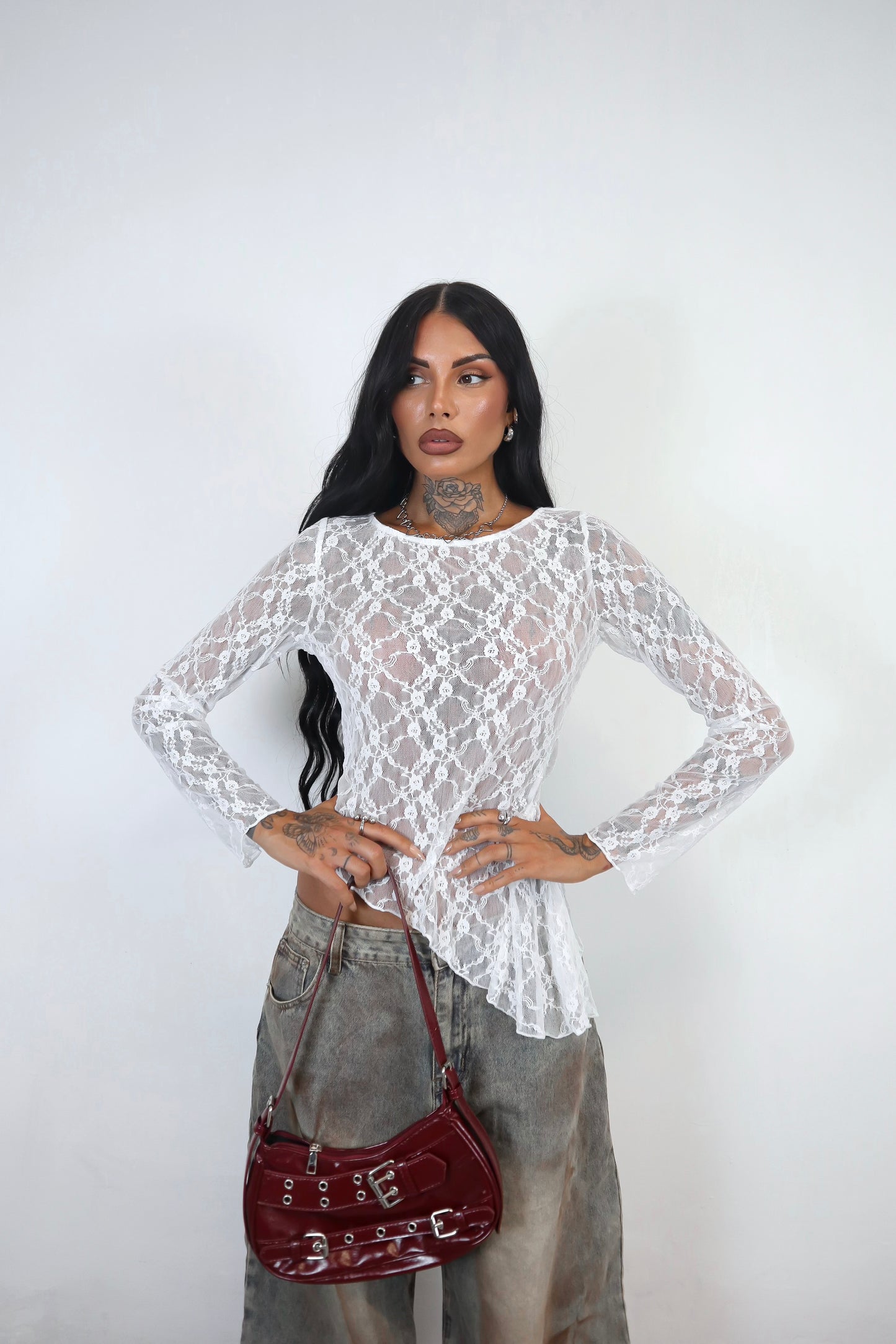 Maglia pizzo Amelie - Bianco