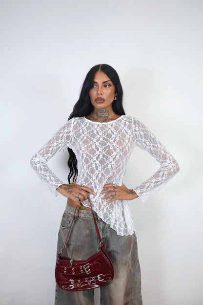 Maglia pizzo Amelie - Bianco