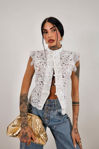 Camicia pizzo Japan - Bianco
