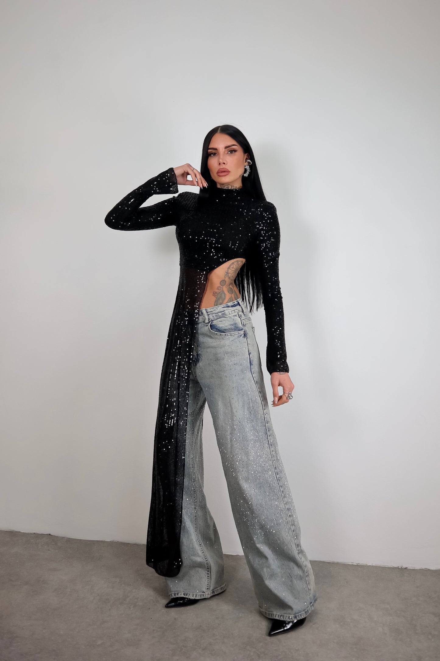 Maglia Paillettes Wow - Nero