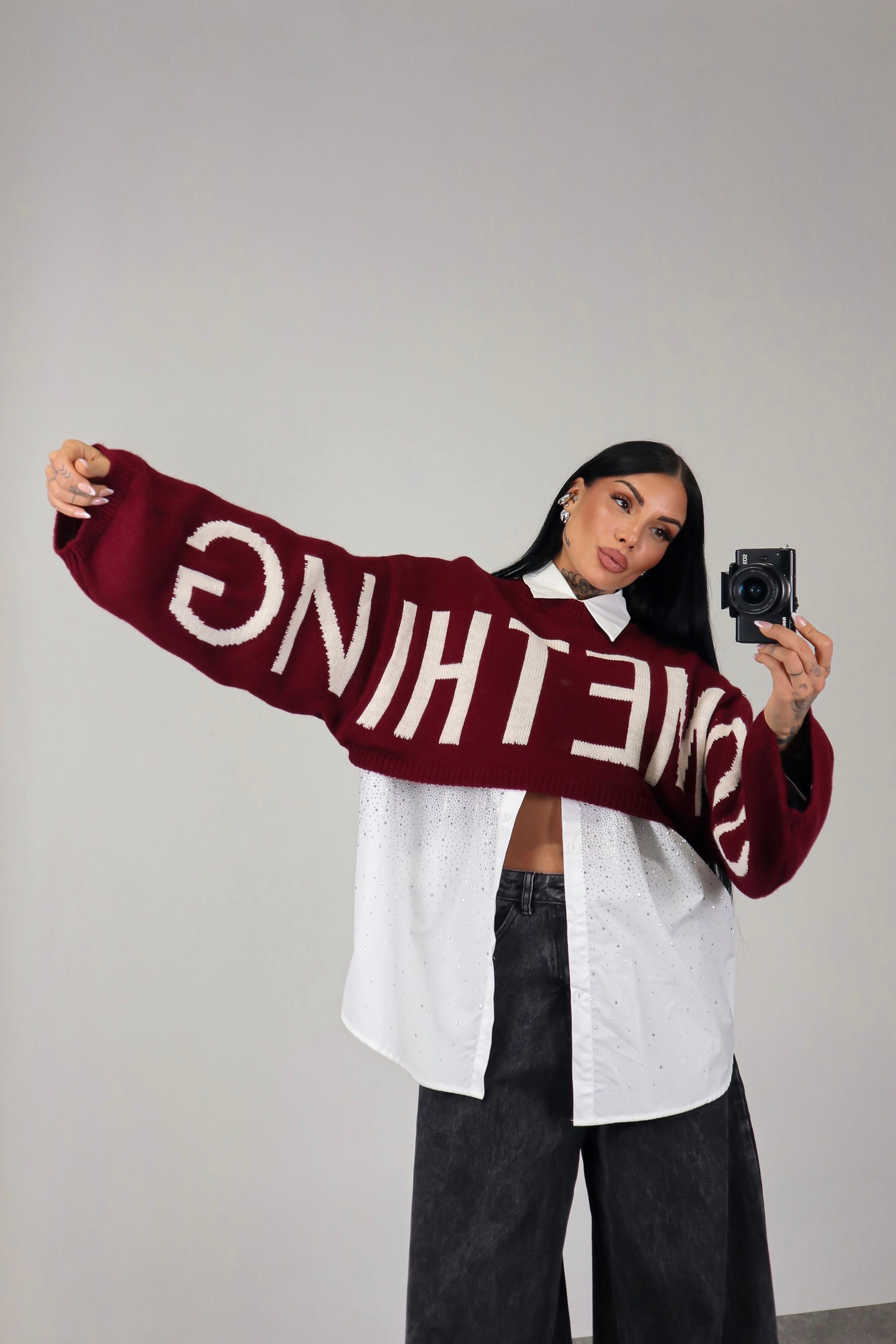 Maglia crop Something - Bordeaux