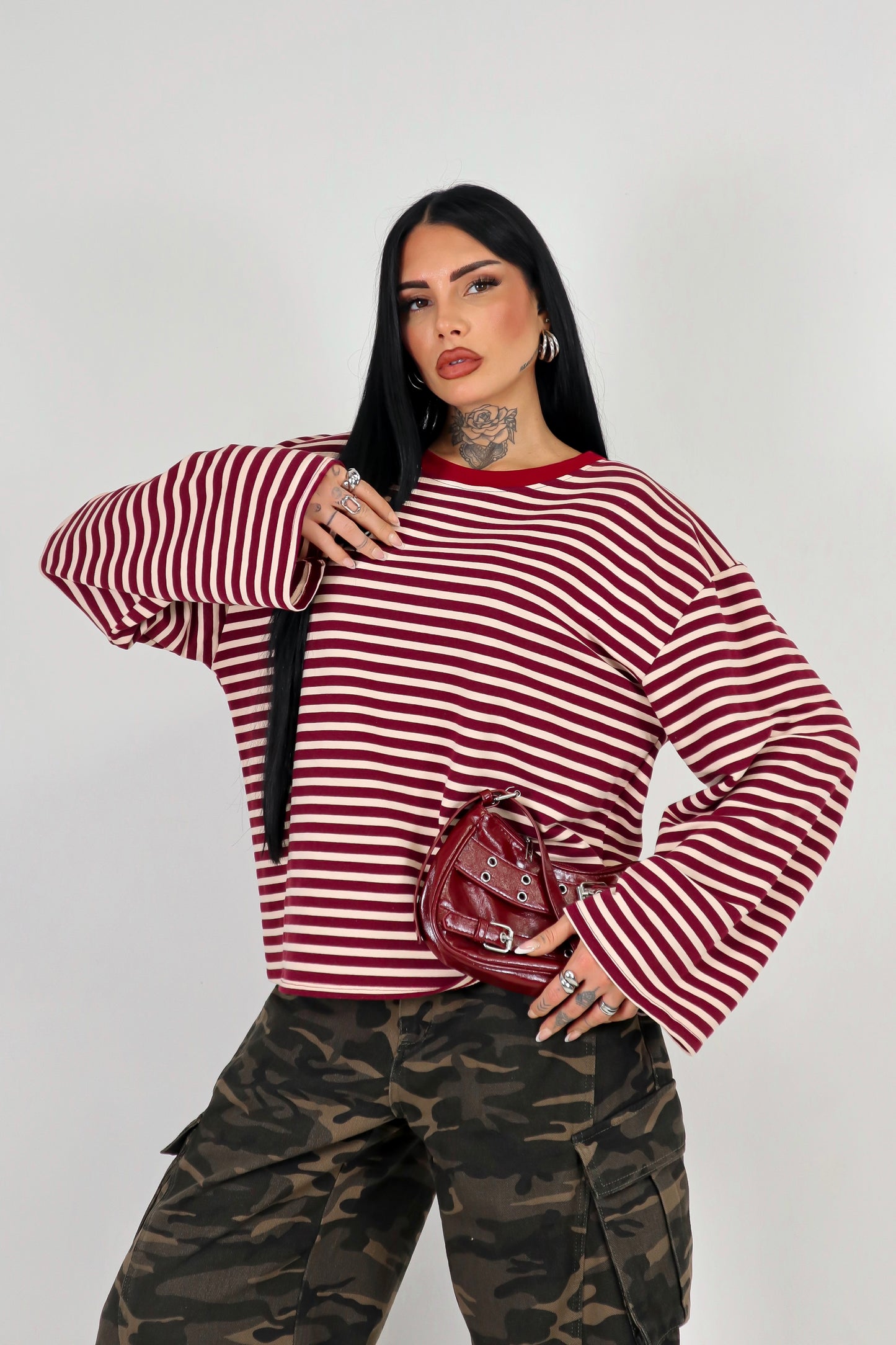 Maglia Lines - Panna/Bordeaux