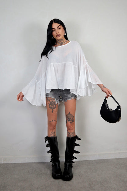 Blusa cotone Zahira - Bianco
