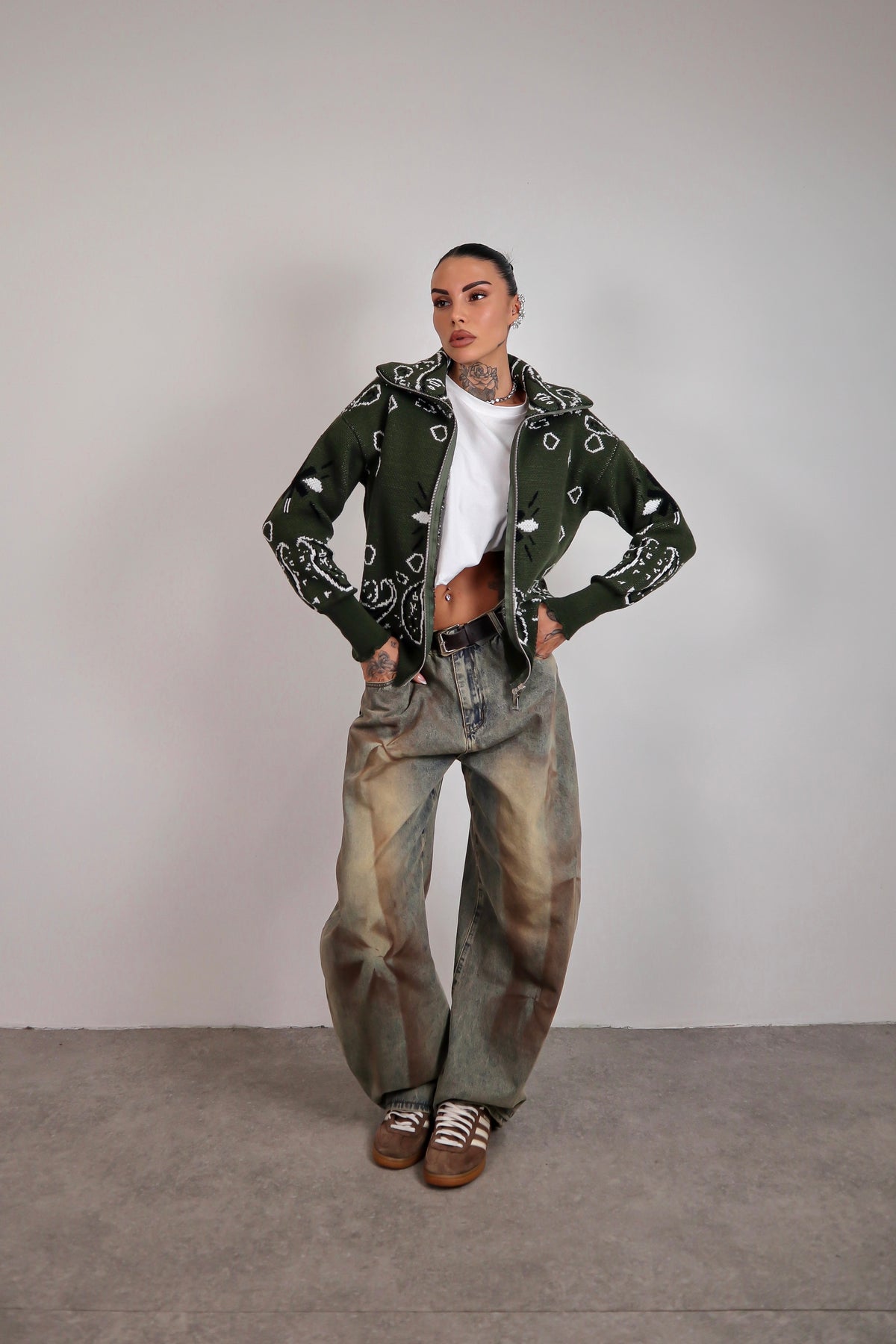 Cardigan Bandana - Verde militare