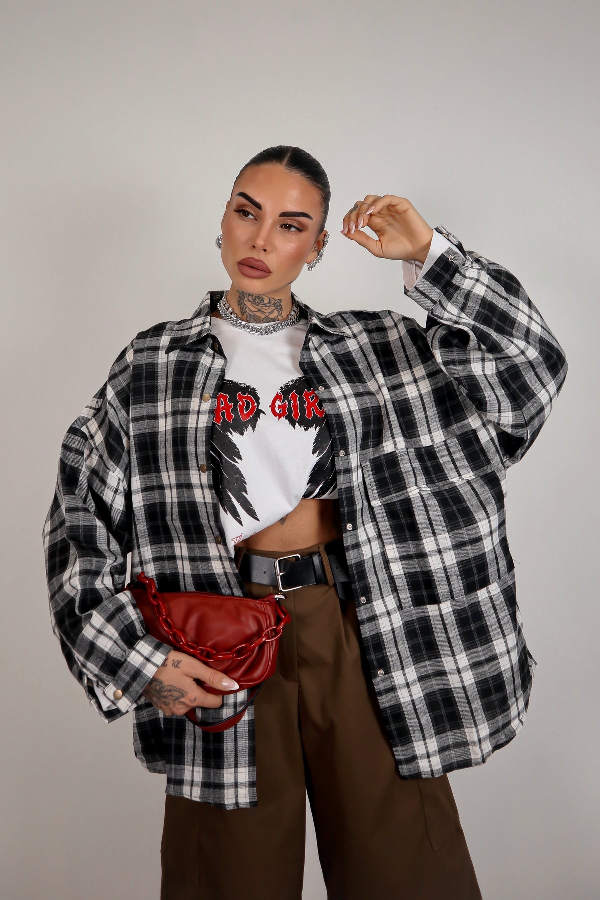 Camicia Over Quadretti - Nero
