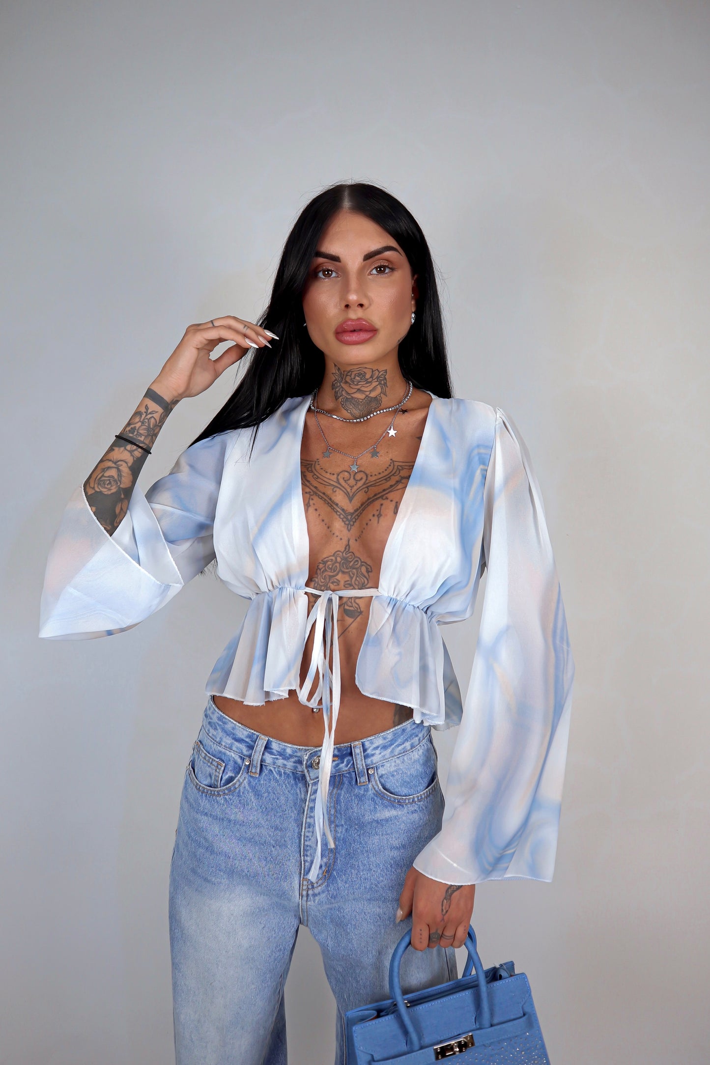 Blusa Antartide - Bianco&Celeste