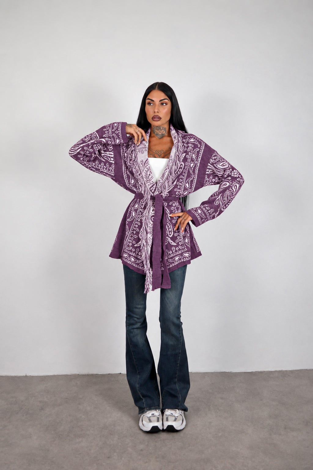 Cardigan Perù - Prugna