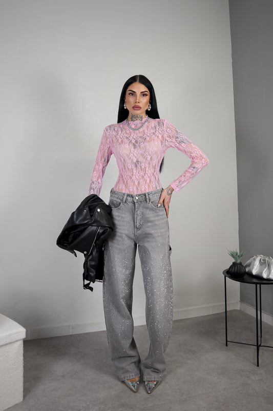 Body in pizzo Romantic - Rosa
