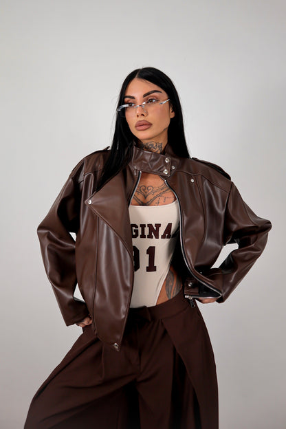 Giacca ecopelle Zar - Marrone