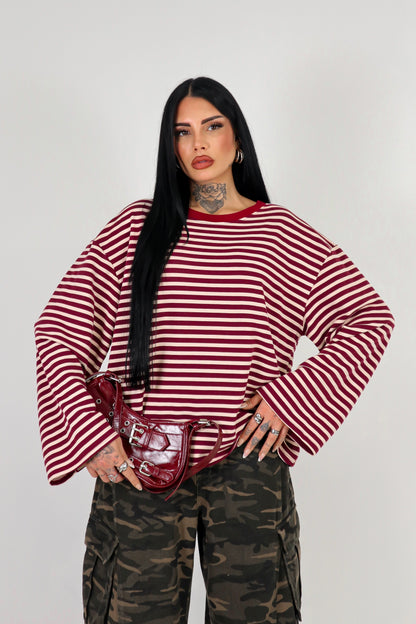 Maglia Lines - Panna/Bordeaux