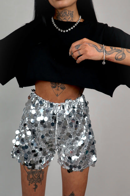 Shorts Paillettes Astrid - Argento