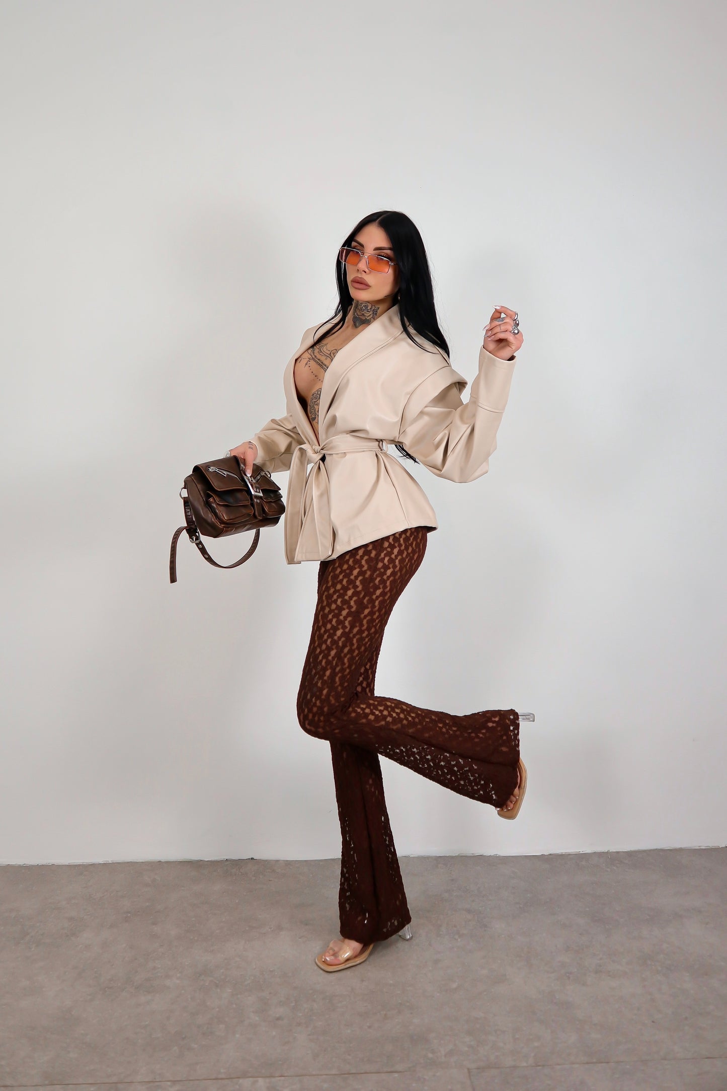 Pantalone pizzo Adele - Marrone