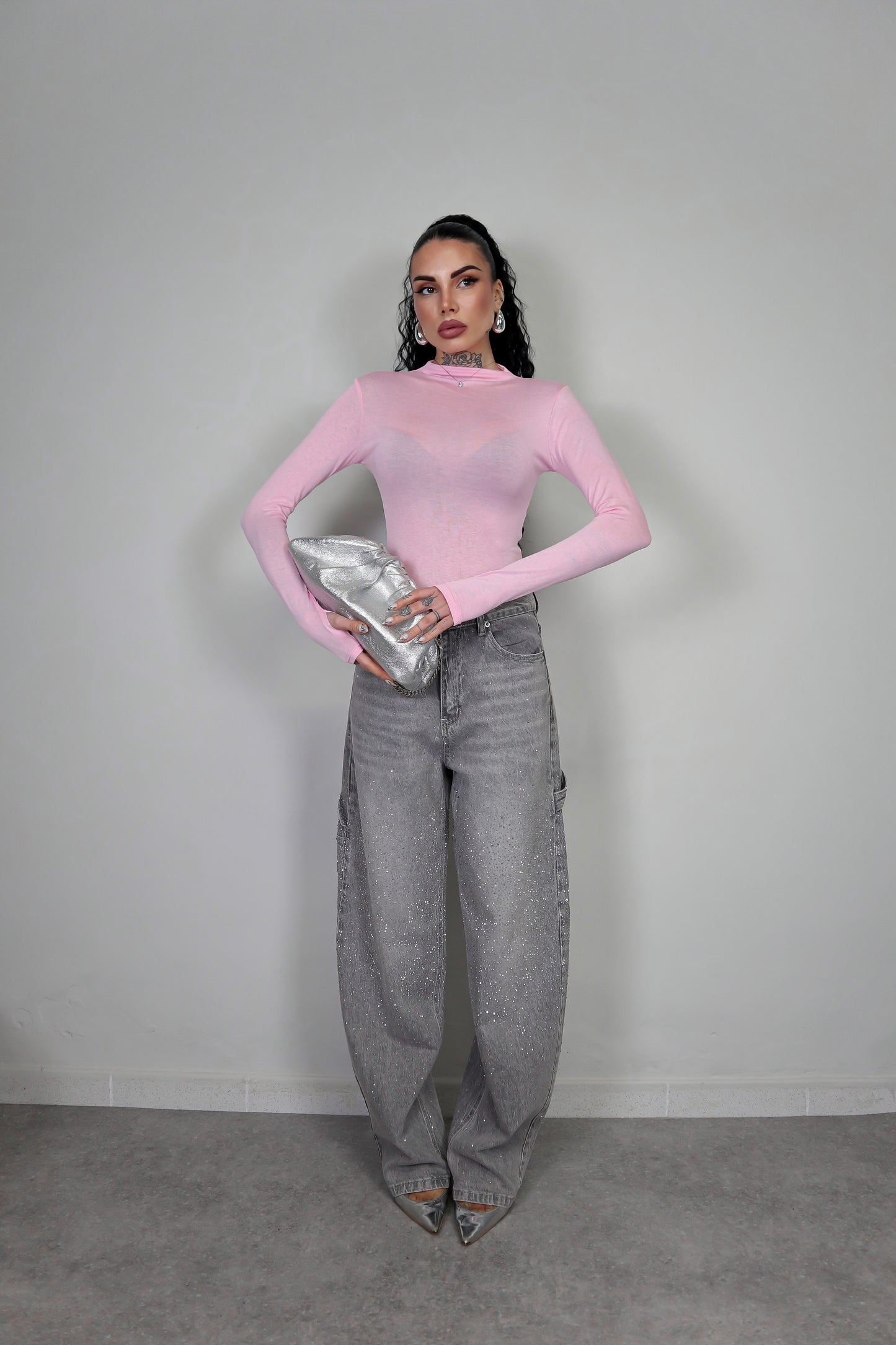 Body Velato Guantino - Rosa