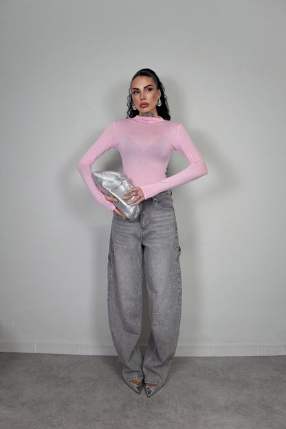 Body Velato Guantino - Rosa