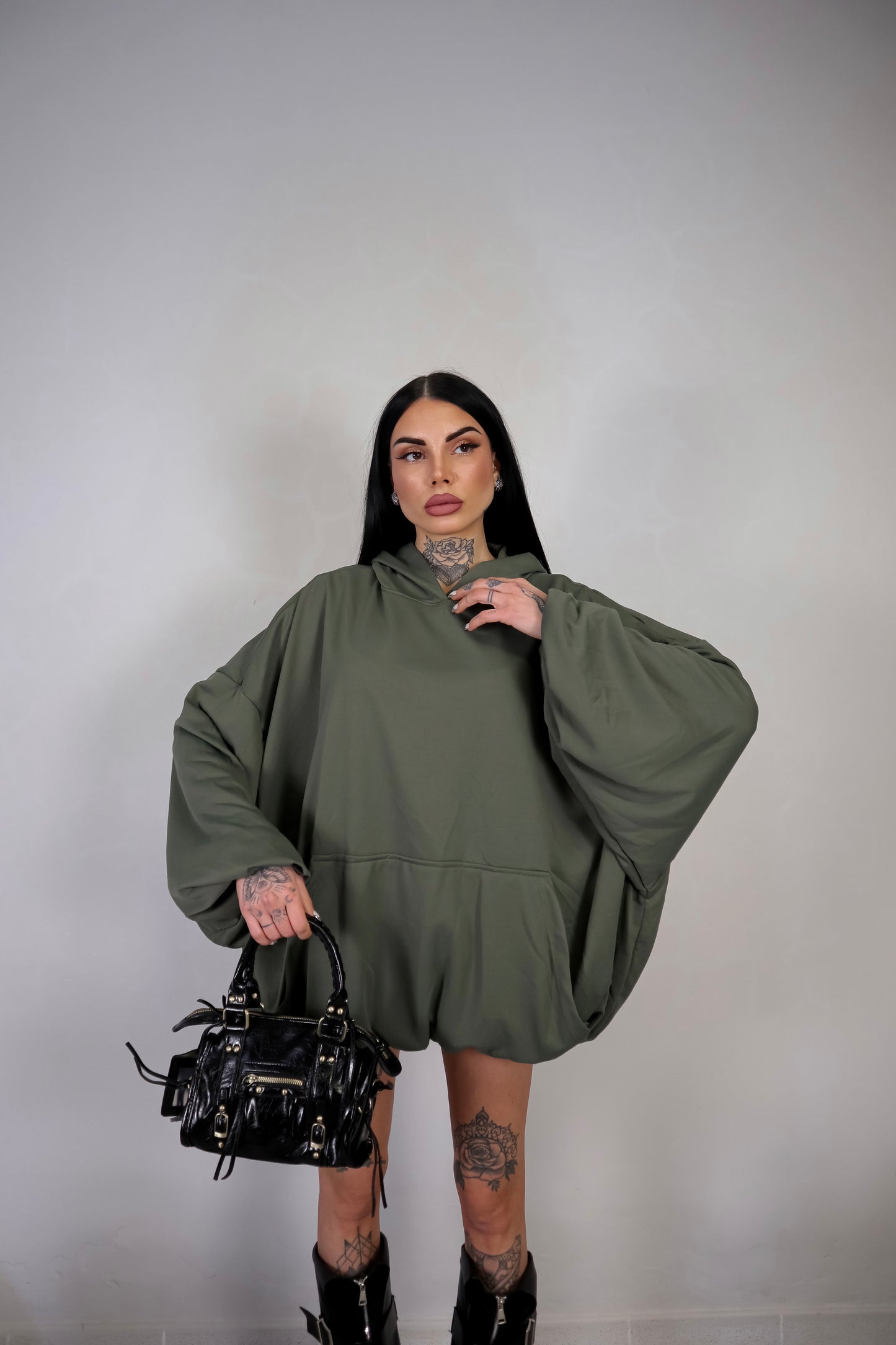 Abito Felpa Overall - Verde Militare