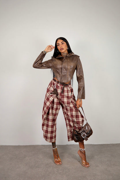 Pantalone tartan Harry - Bordeaux