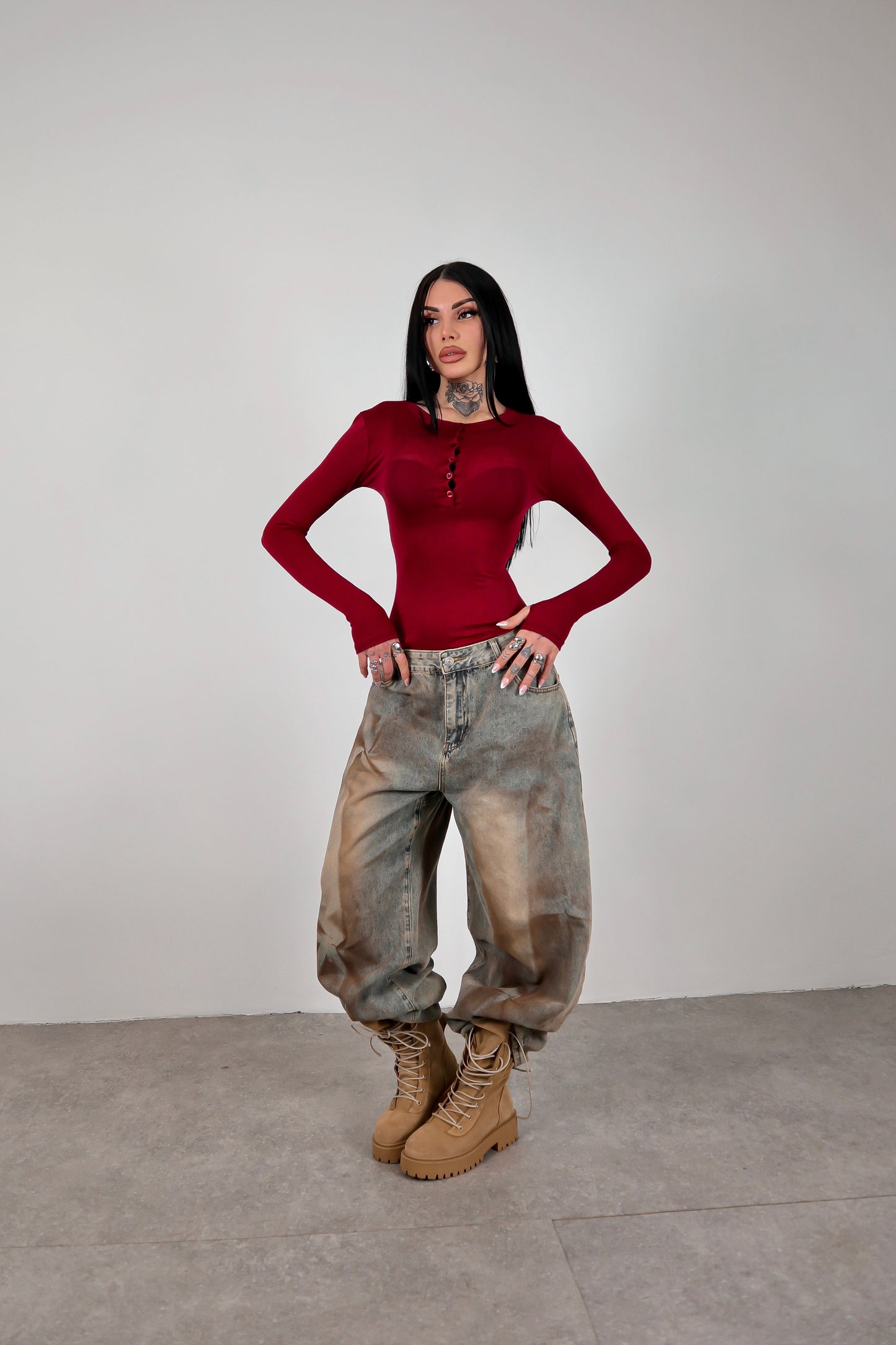 Maglia velata guantino Micole - Bordeaux