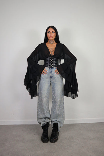 Blusa Morticia - Nero