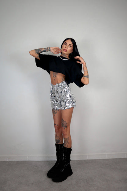 Shorts Paillettes Astrid - Argento