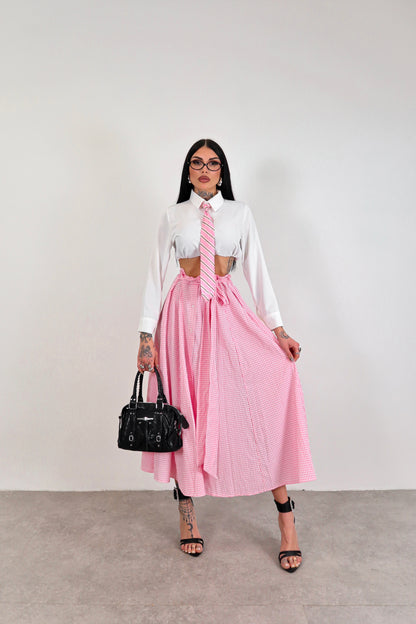 Gonna lunga Quadretti - Rosa