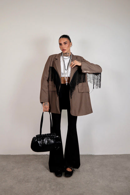 Blazer over Frange - Marrone