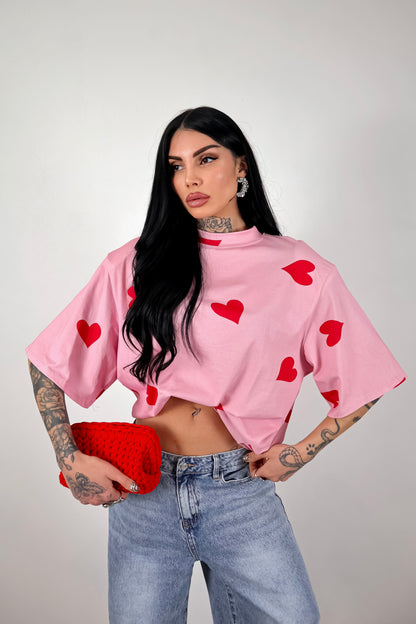 T-Shirt Cuori - Rosa