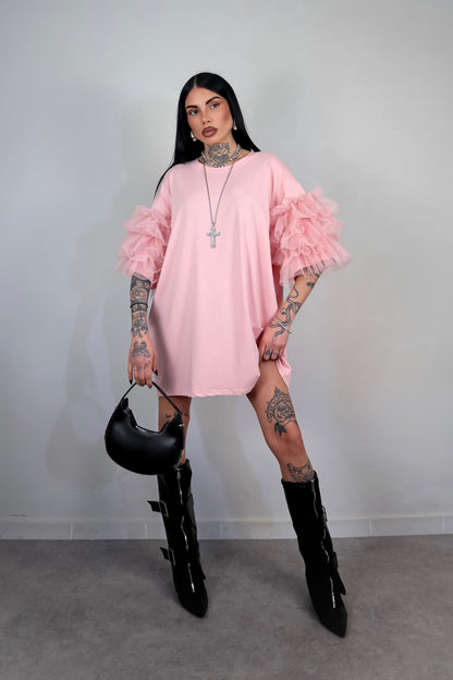 T-Shirt Oversize Fluffy - Rosa