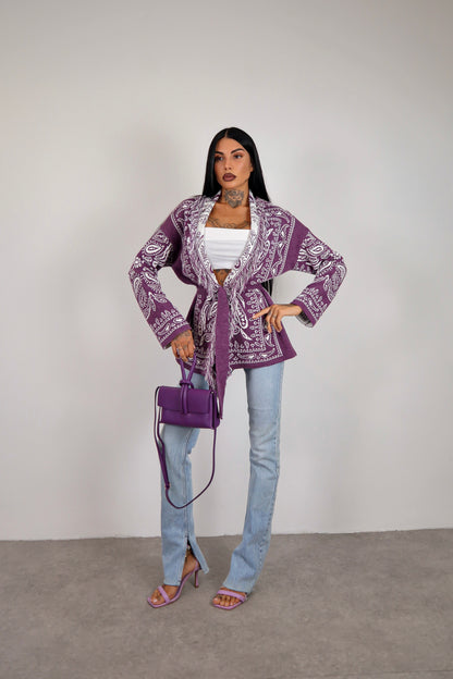 Cardigan Perù - Prugna