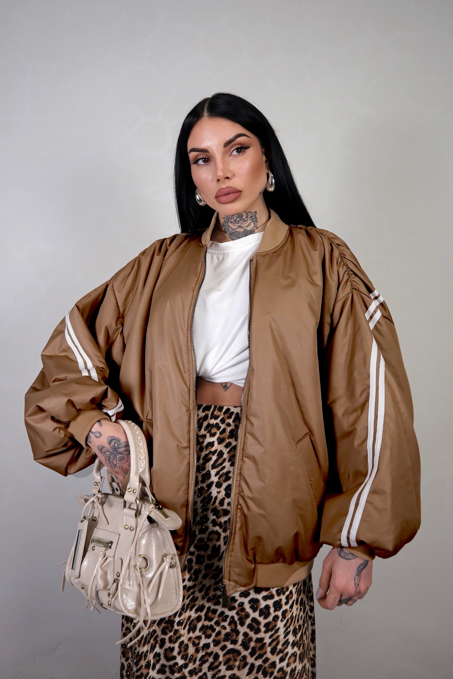 Bomber Oversize Sporty - Marrone