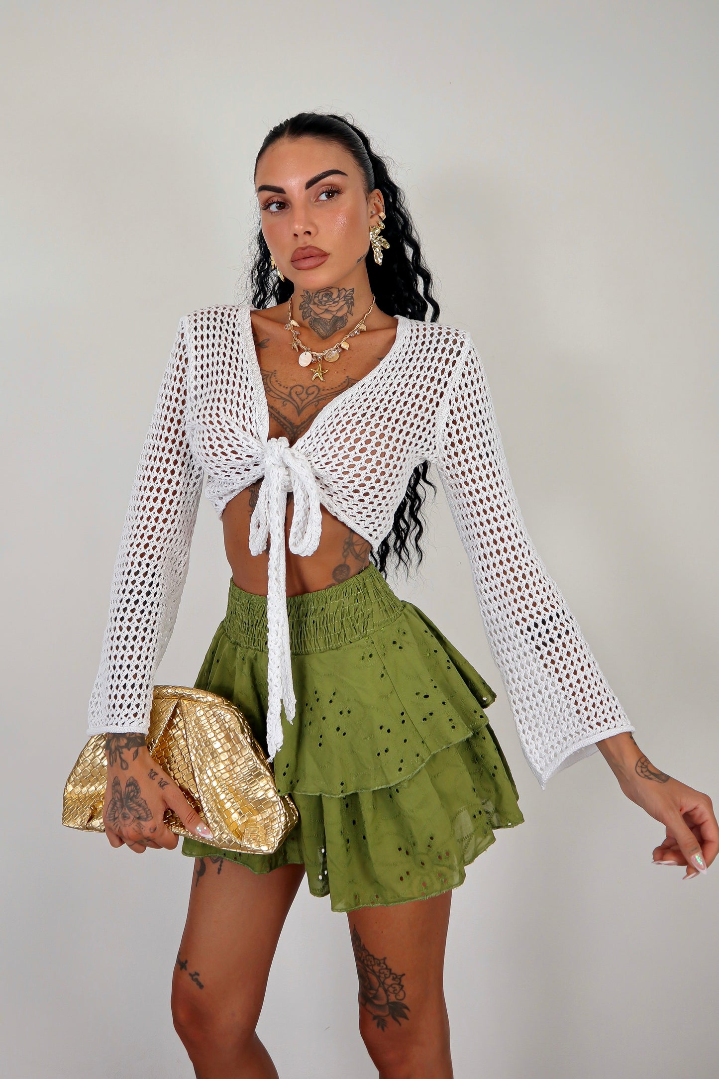 Cardigan traforato - Bianco