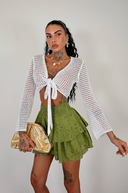 Cardigan traforato - Bianco