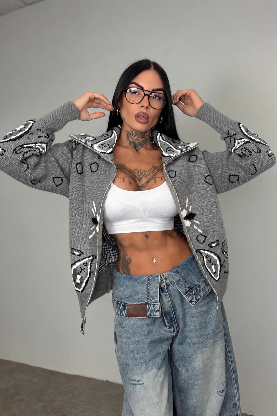 Cardigan Bandana - Grigio