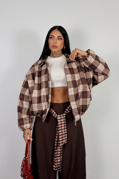 Bomber Tartan - Marrone