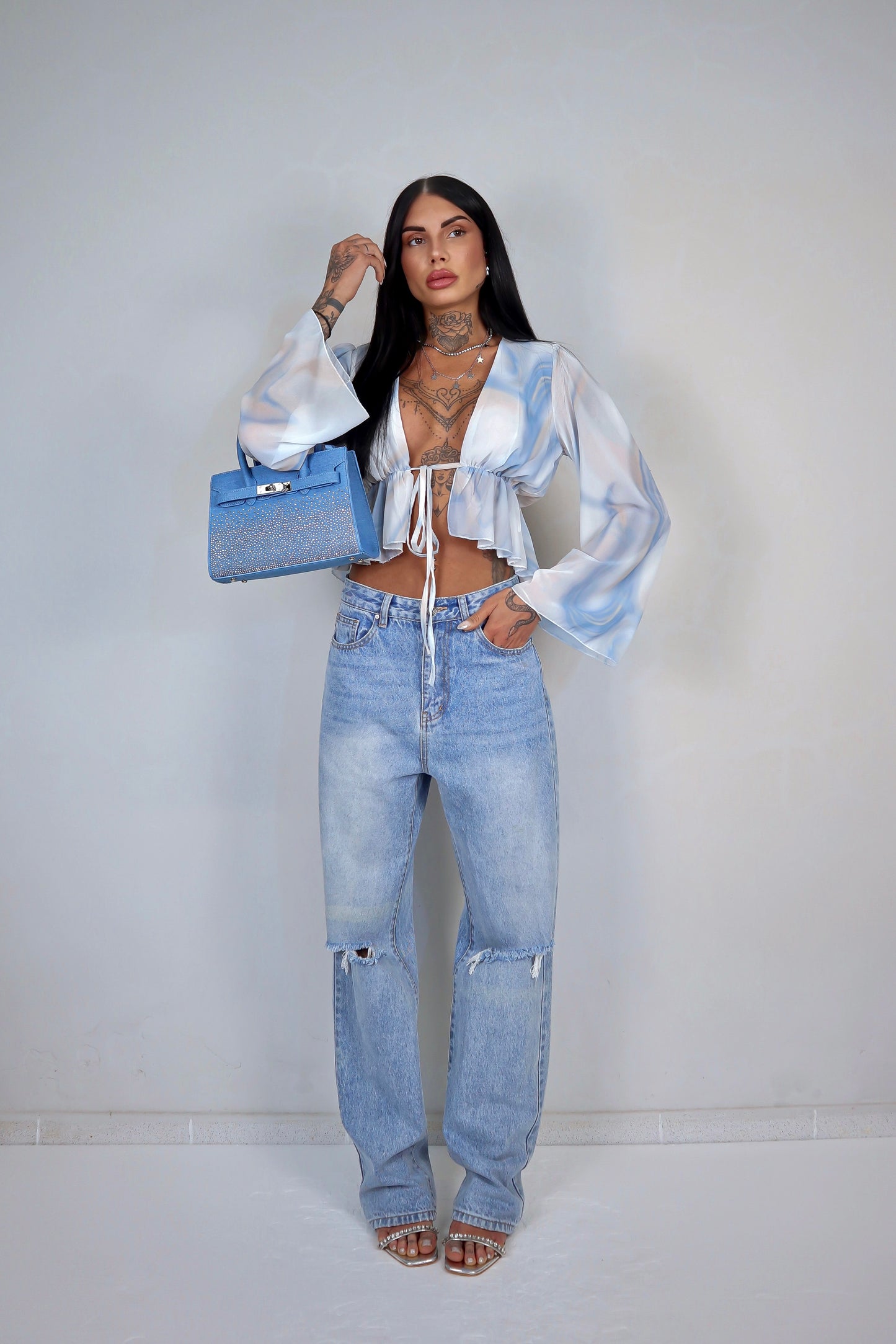 Blusa Antartide - Bianco&Celeste