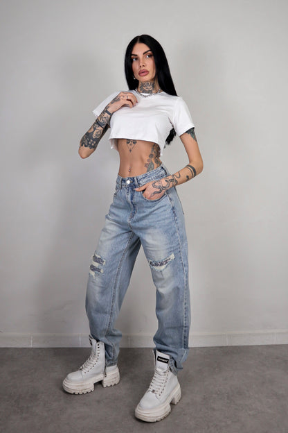 Jeans Ripped Strass
