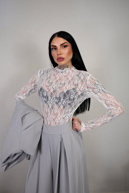 Body in pizzo Romantic - Bianco