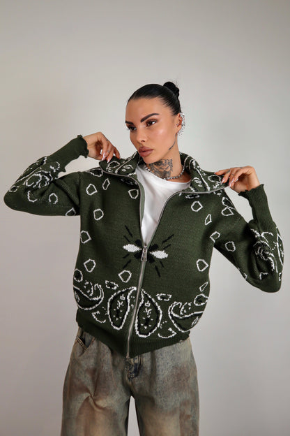 Cardigan Bandana - Verde militare