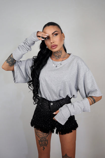 T-Shirt Manicotti - Grigio