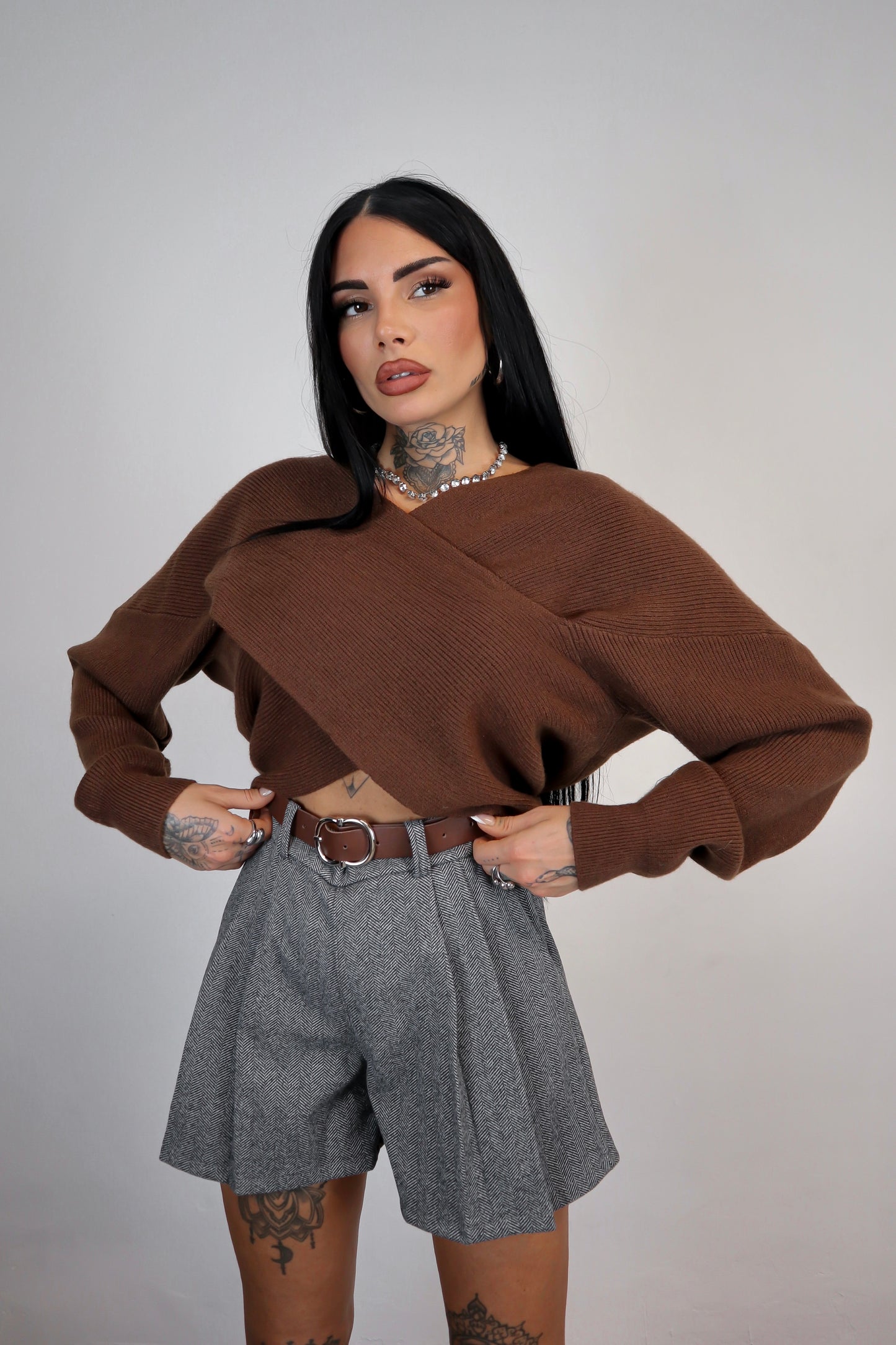Maglione Incrocio - Marrone