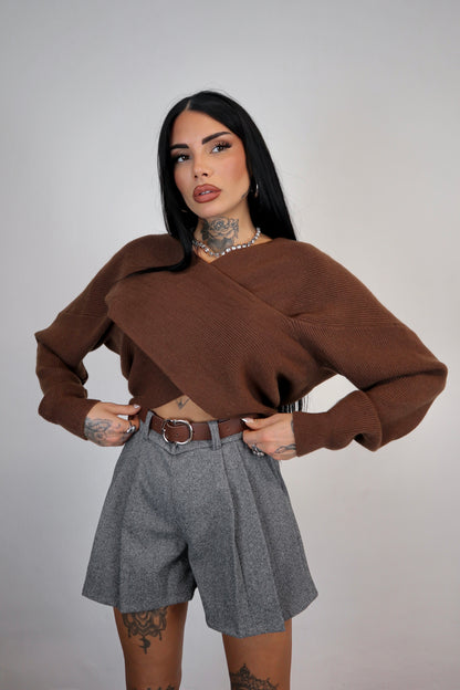 Maglione Incrocio - Marrone